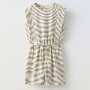 ZARA Black & Cream Striped Sleeveless Jumpsuit Shorts Juniors Romper